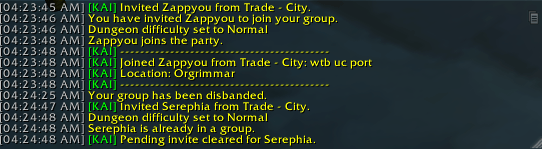 System message on invite