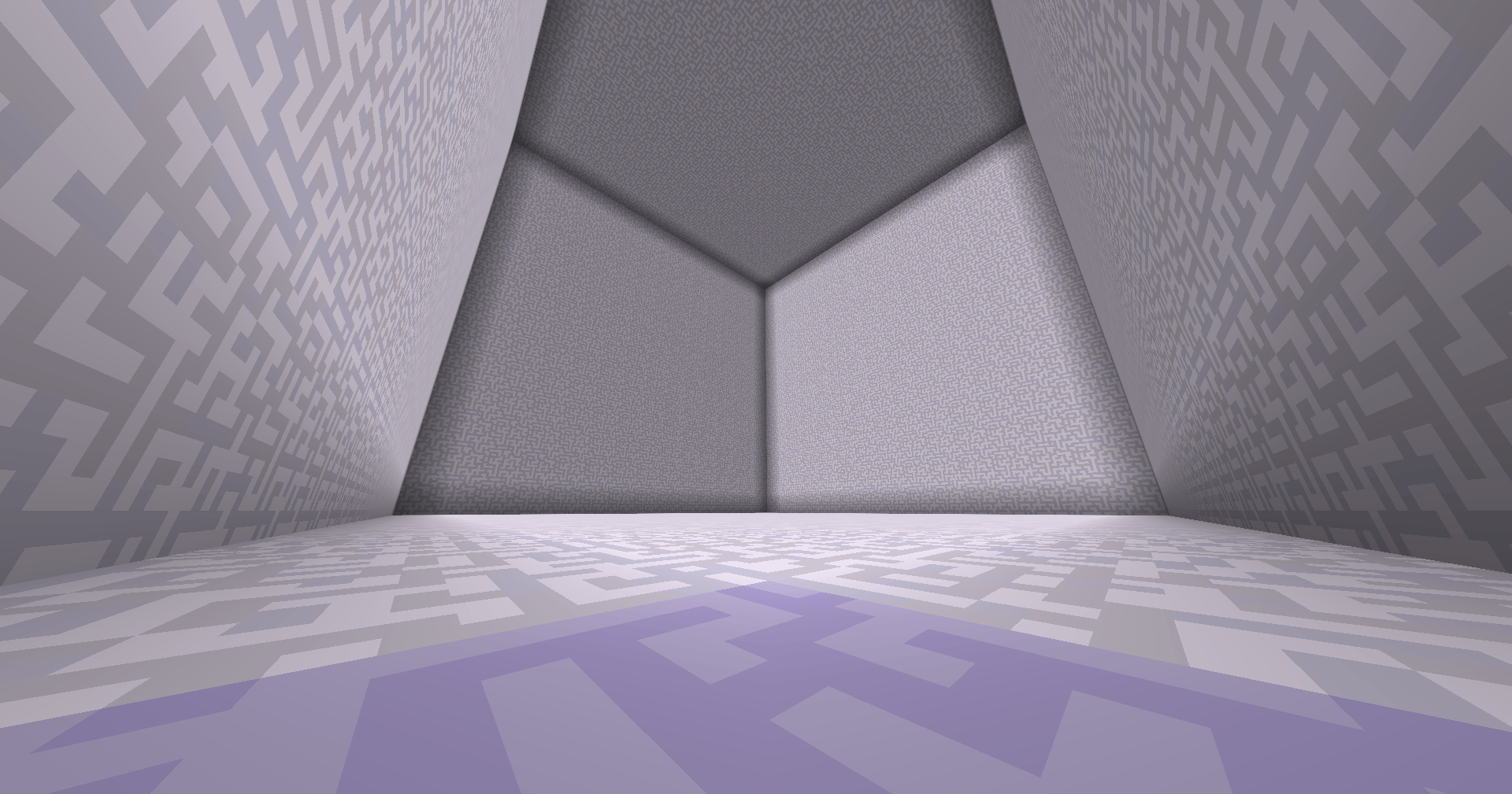 A screenshot of the inside of a Hexplane, an empty 14x14x14 room