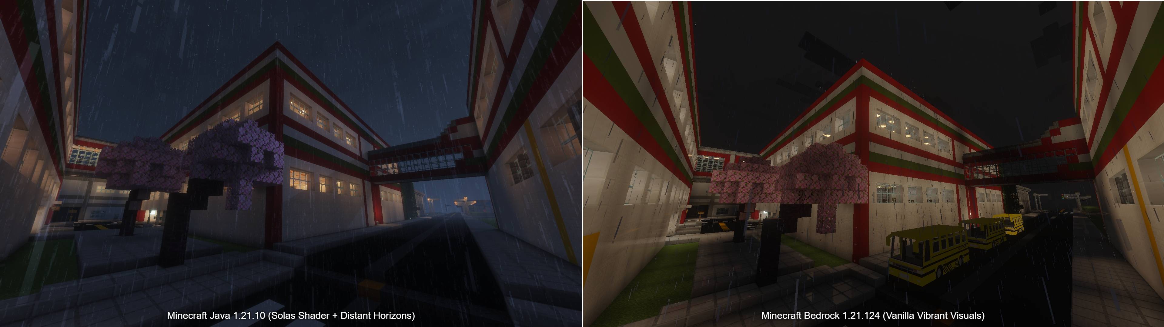 04 Minecraft Java 1.21.10 (Solas Shader + Distant Horizons)__Minecraft Bedrock 1.21.124 (Vanilla Vibrant Visuals).jpg