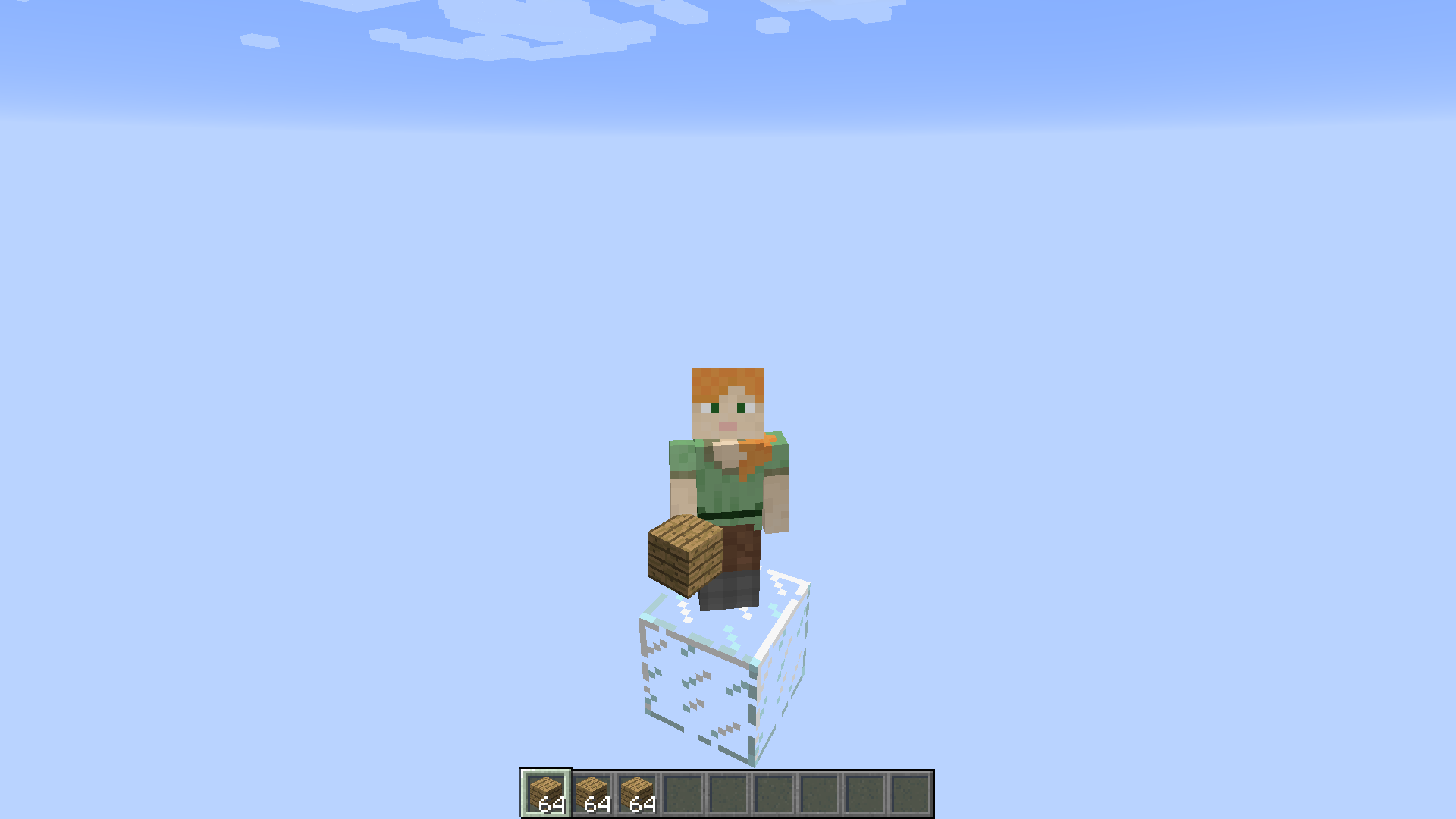 Initial loadout is 3 stacks of wood planks.