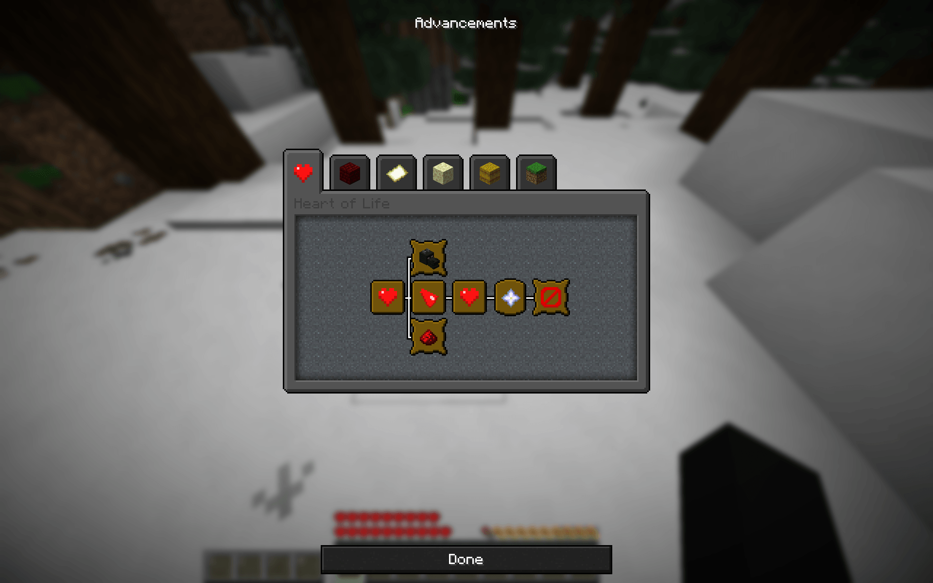 All of the advancements for The Heart of Life Mod.