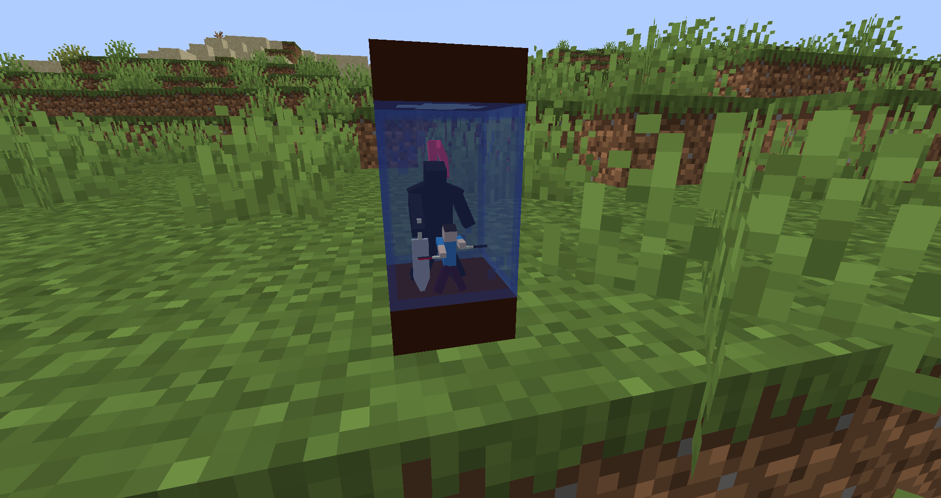A lamp of two characters from an anime added to minecraft.