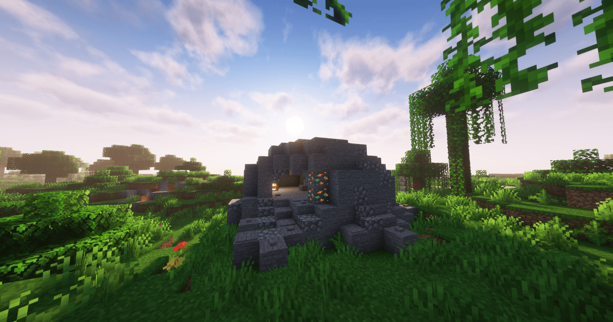 Grug's Cave that can be found throughout the Overworld in the Addon