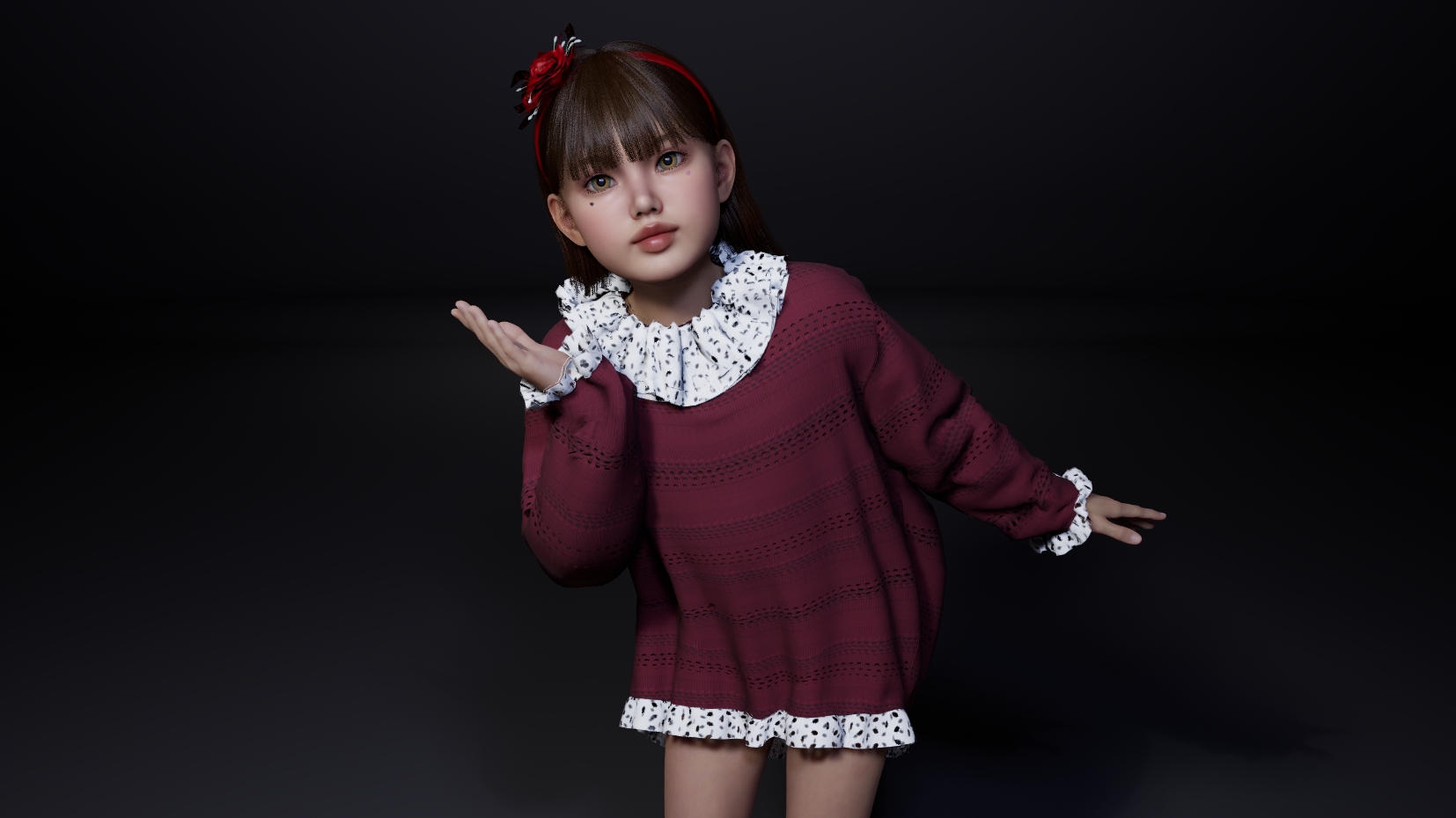 Thumbnail This custom kids dress features a soft knitted design with delicate ruffle details, offering a cute and comfortable look. Designed for everyday wear.