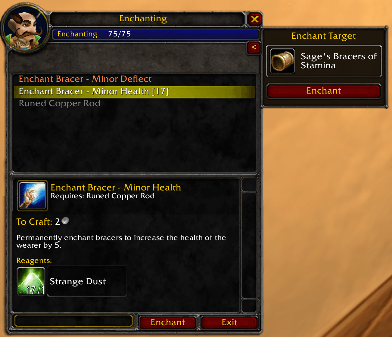 Easily set an enchant target item by dragging and dropping an item into the Enchant target section. Right click to clear selection.