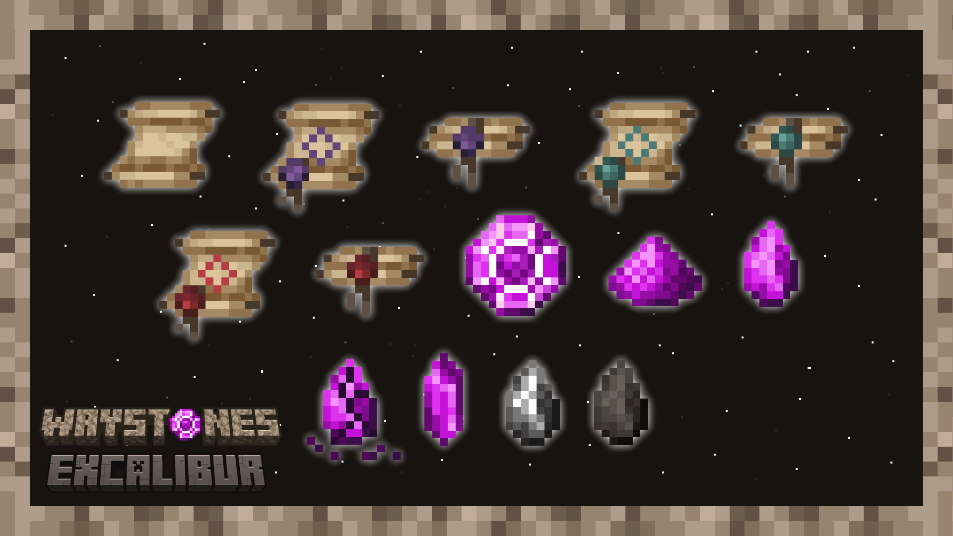 Celestial scripts and refined fragments that channel energy from the realm between worlds.