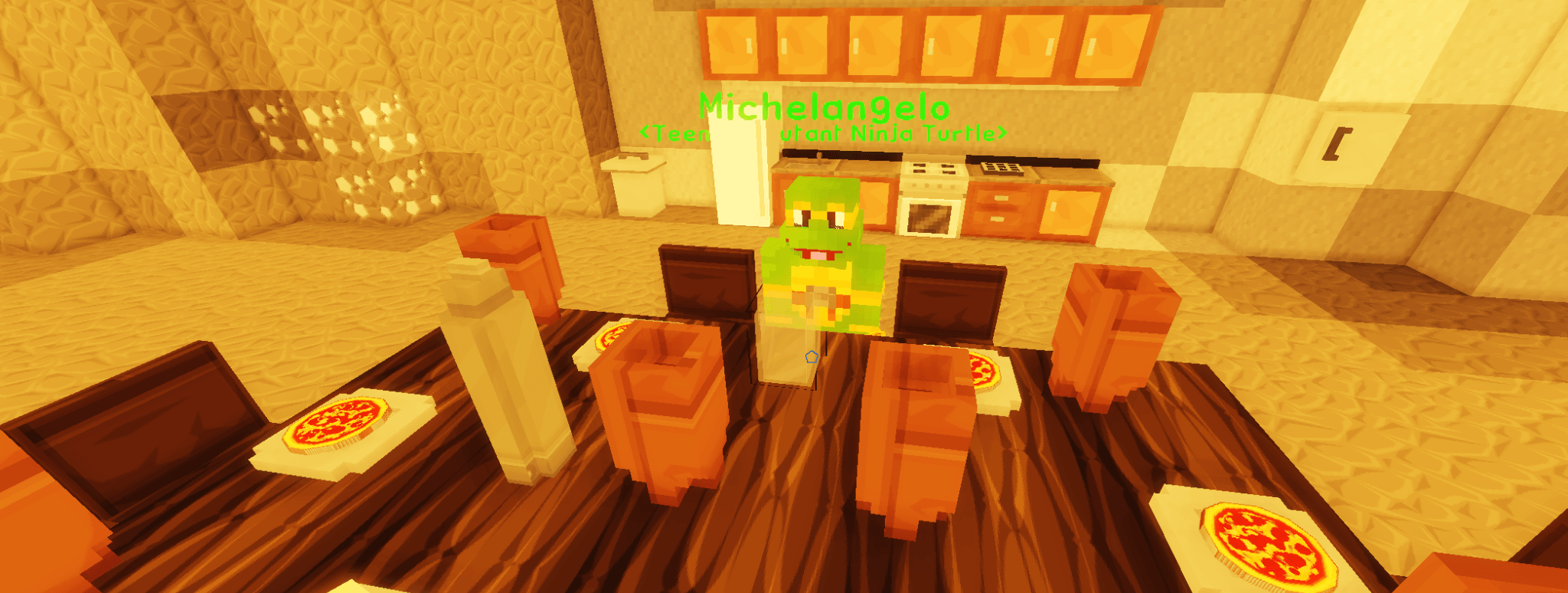 Thumbnail Teenage Mutant Ninja Turtles are integrated into the world; here is Michelangelo with his pizzas!