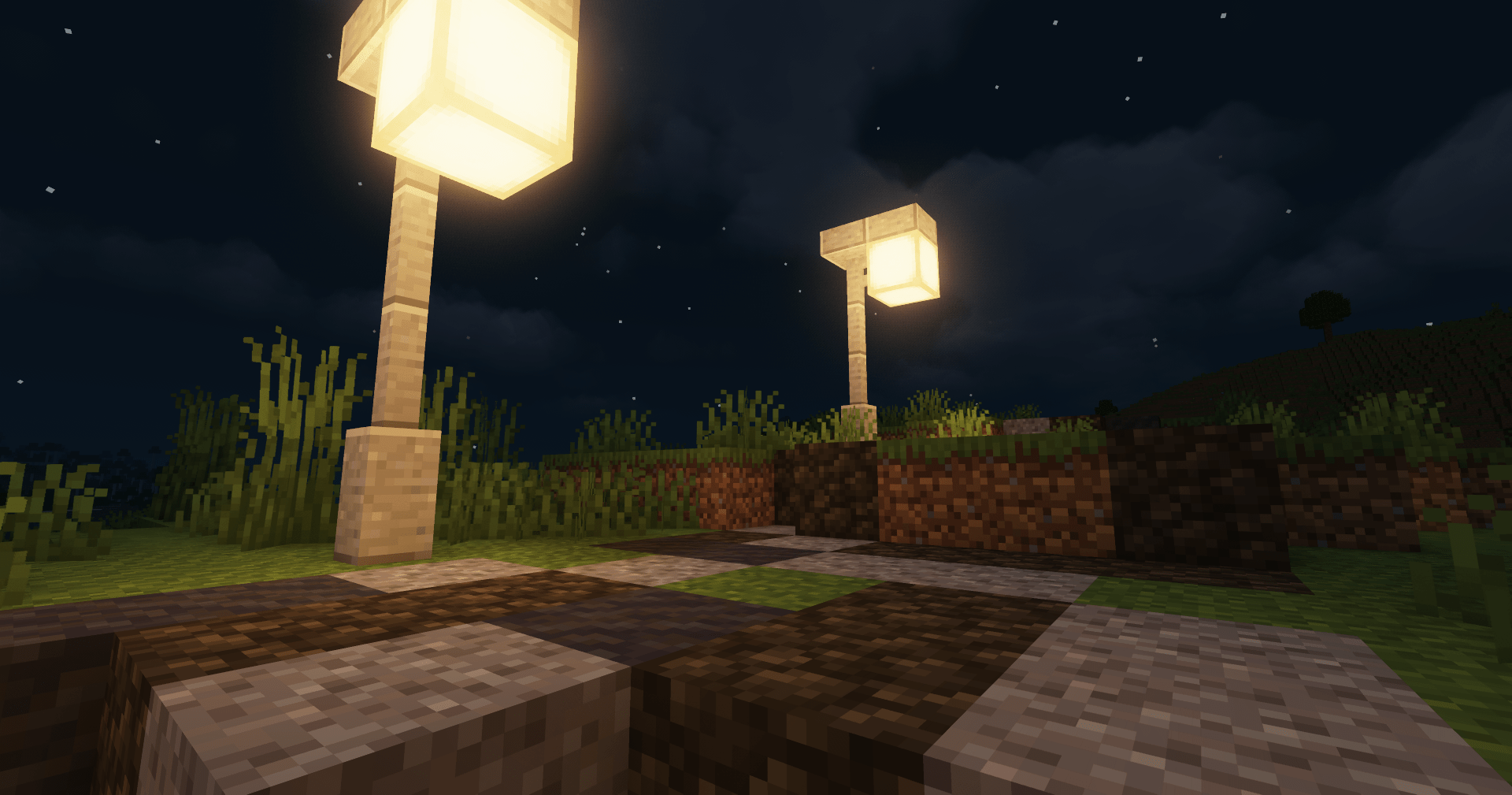 Pictured: Elder Sea Lantern, Polished Andesite Fence, Wall and Charcoal Block