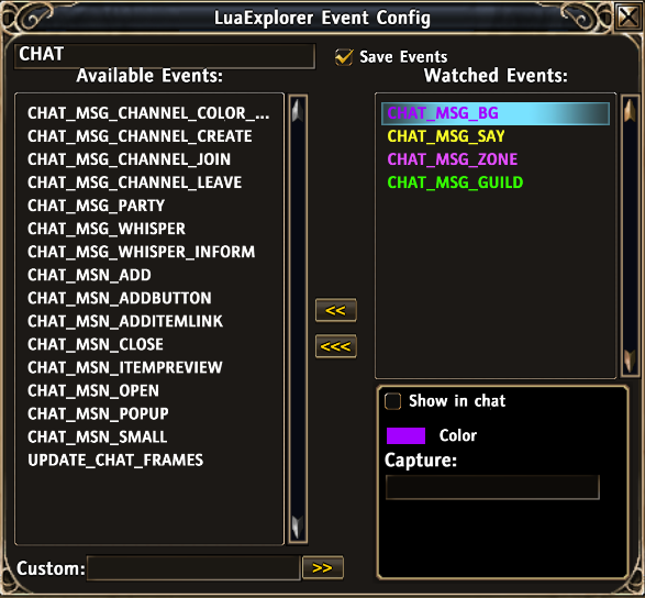 <p>Configure the event trace mechanism.</p>