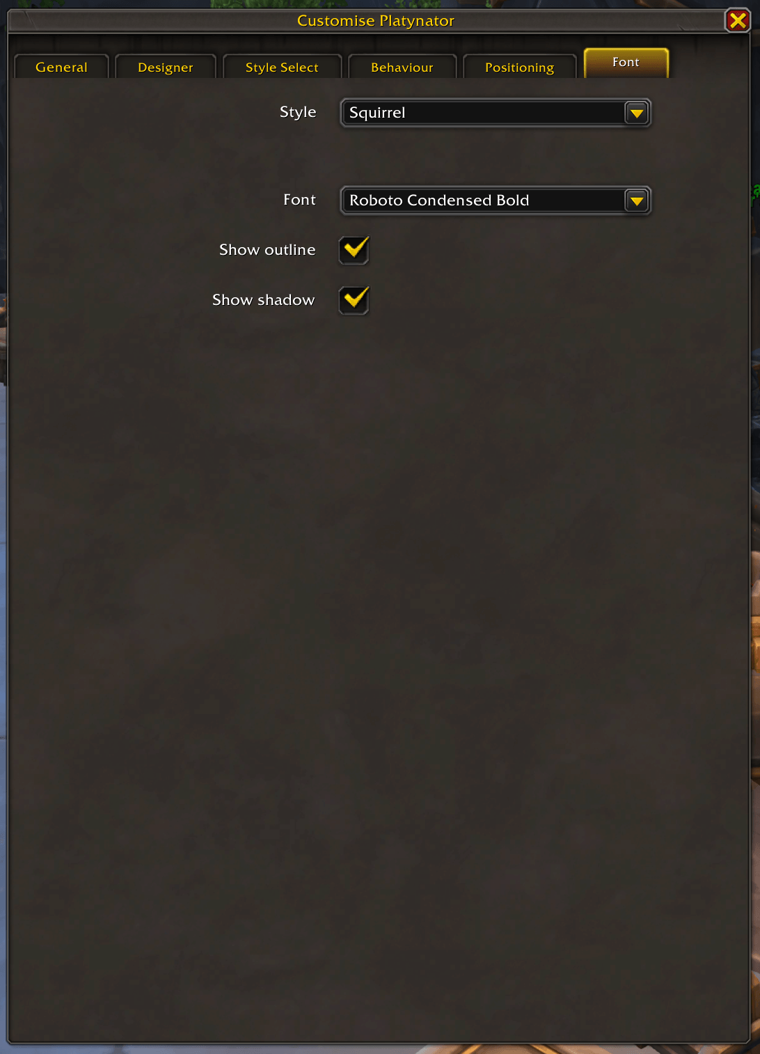 Thumbnail Font settings