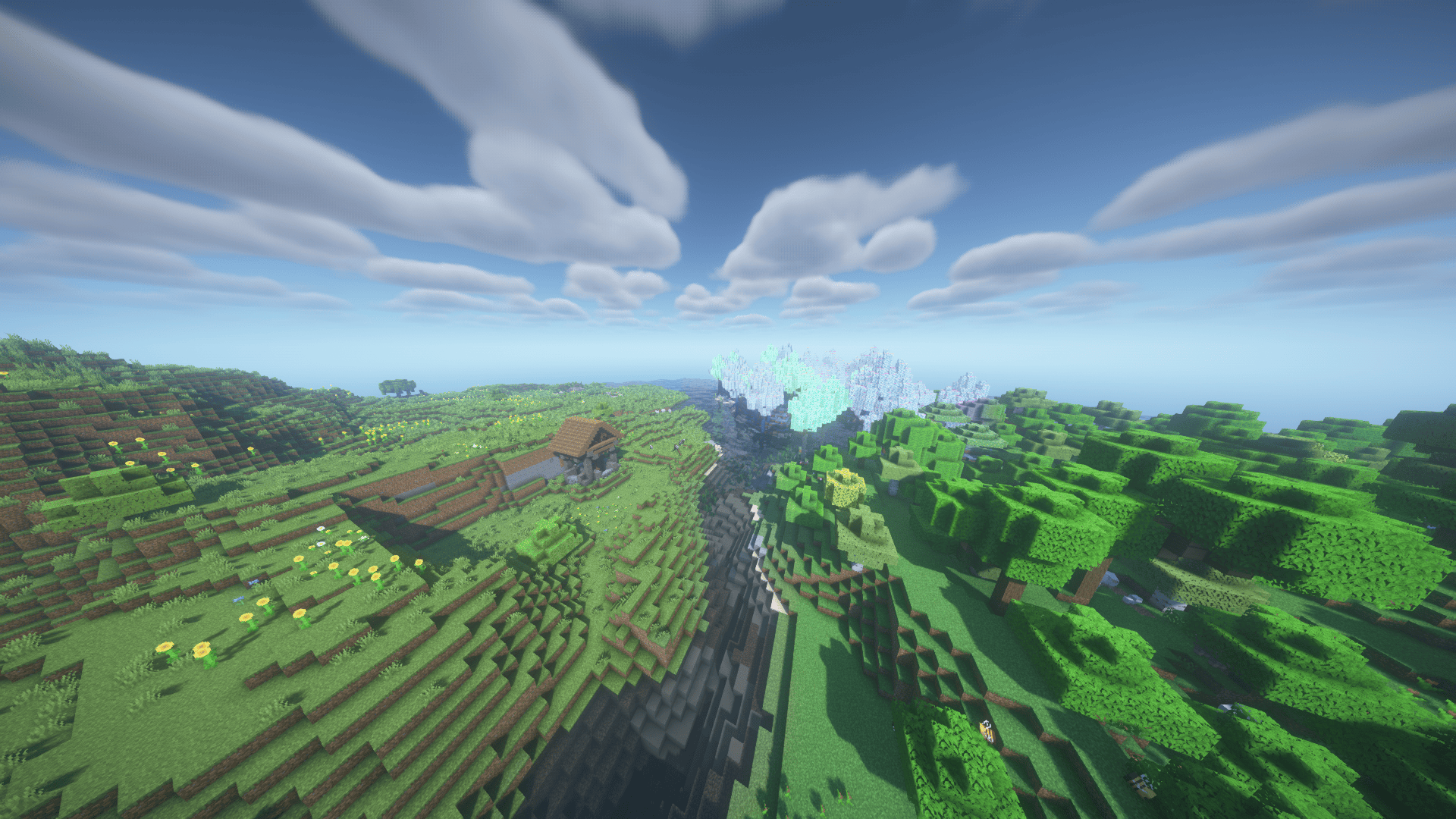 A little house with a strange forest.