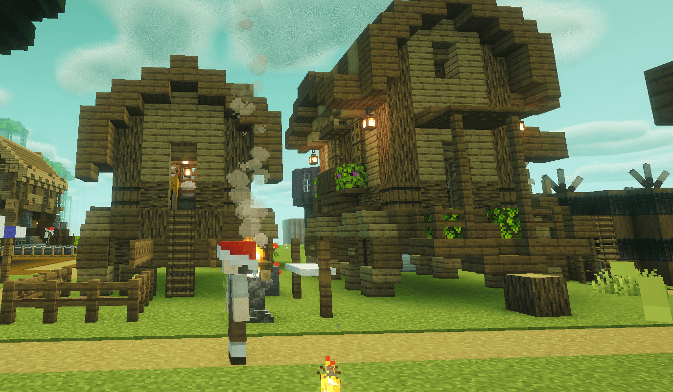 Left starting camp from this style pack and on the right my builder's hut
