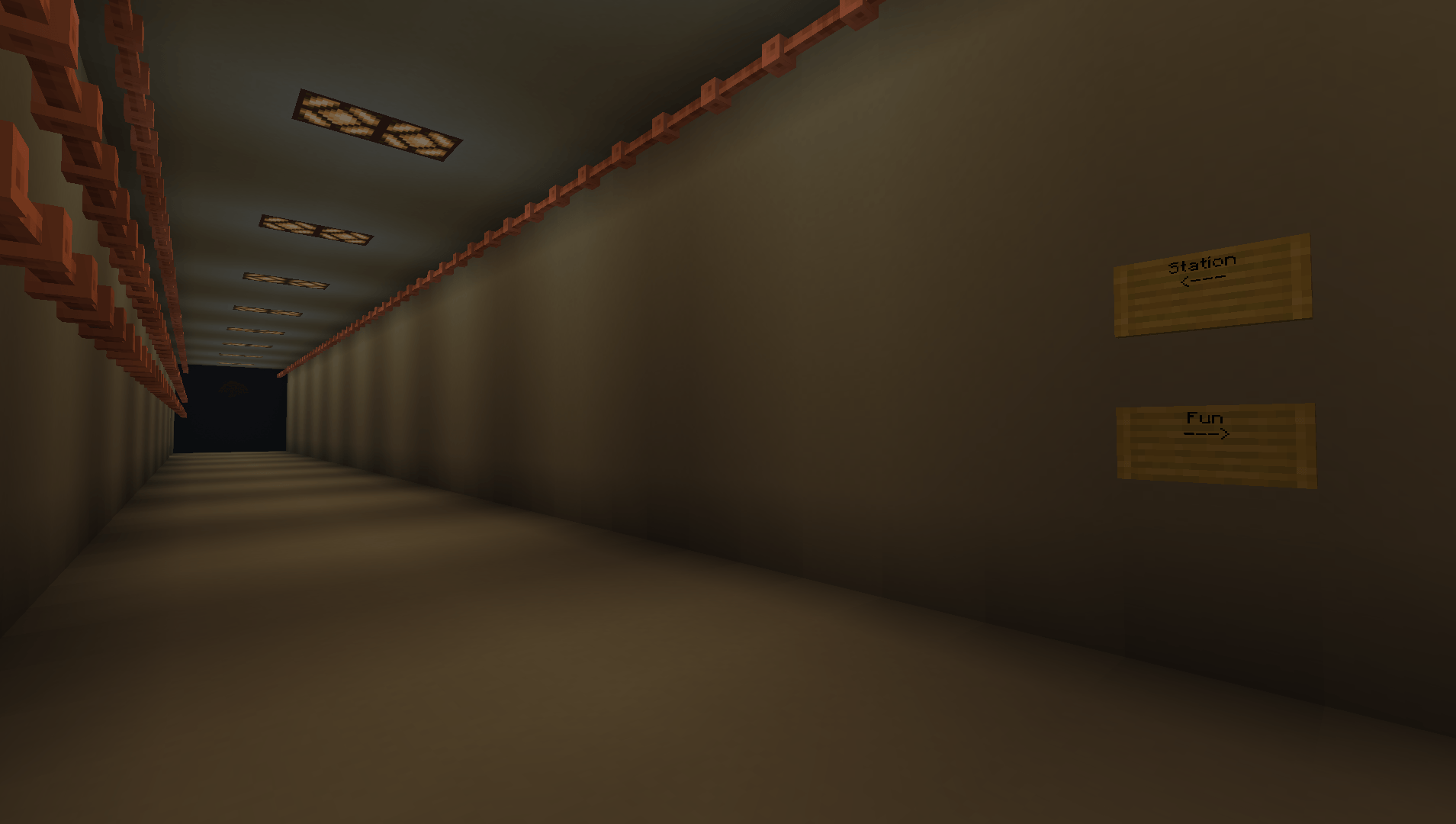 A long tunnel with pipes