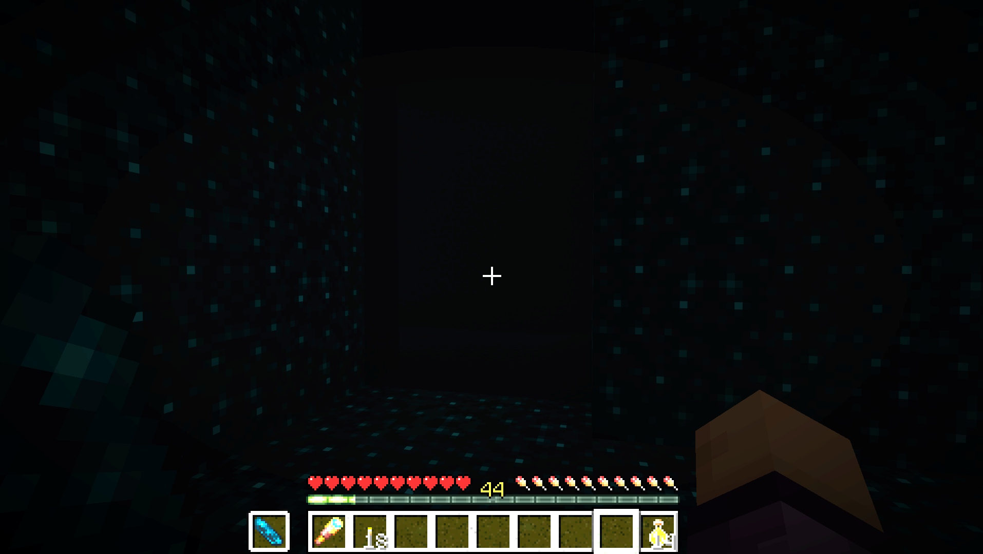 The Second Part of Level 6, where you can't really see without a special item. (If the LiDAR scanner is not working for you, try putting it in your offhand and make sure you are in this part of the level)