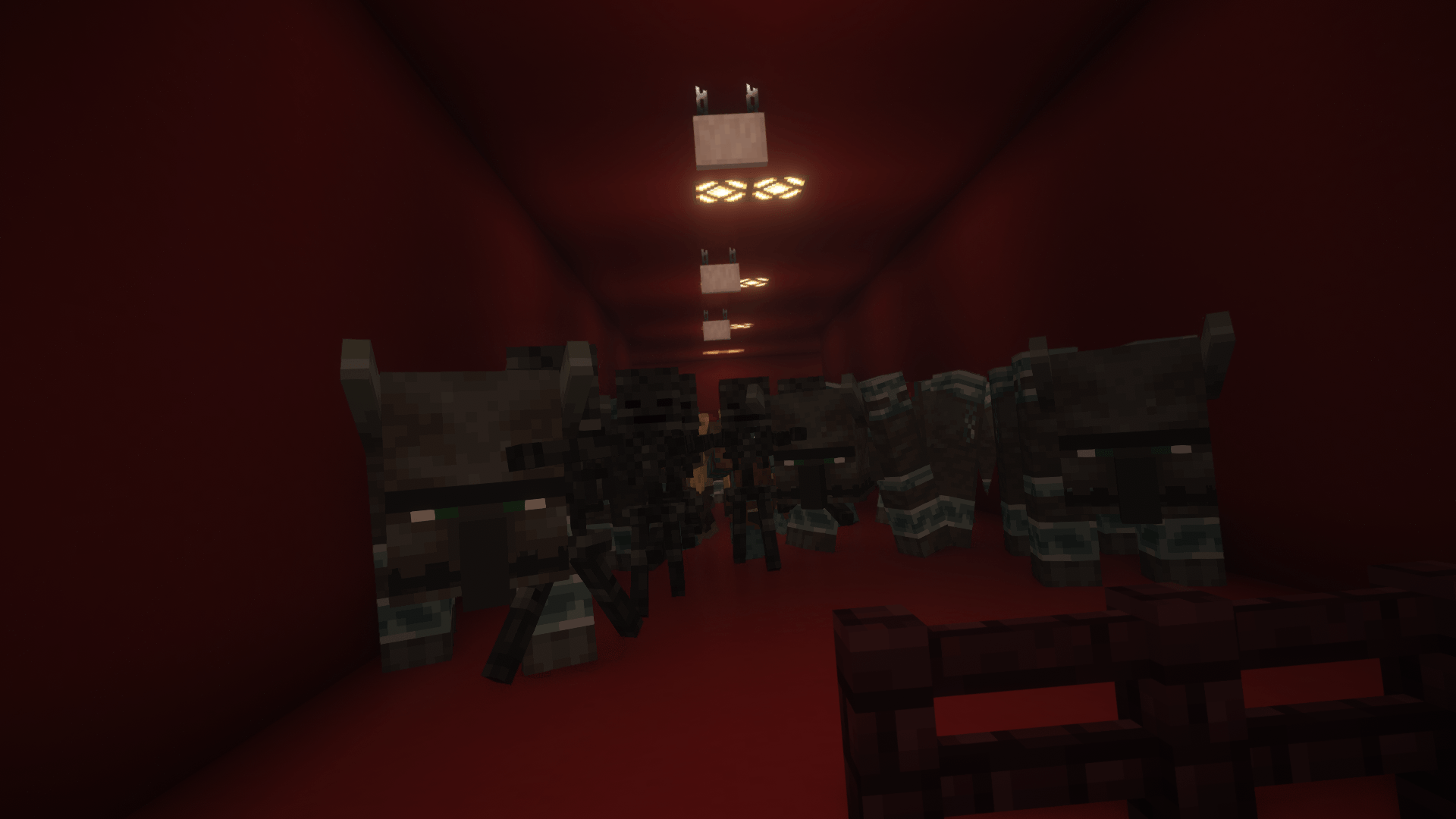 Thumbnail Level !: A long, red hallway that has a horde of monsters chasing you with a pretty intense chase sound.