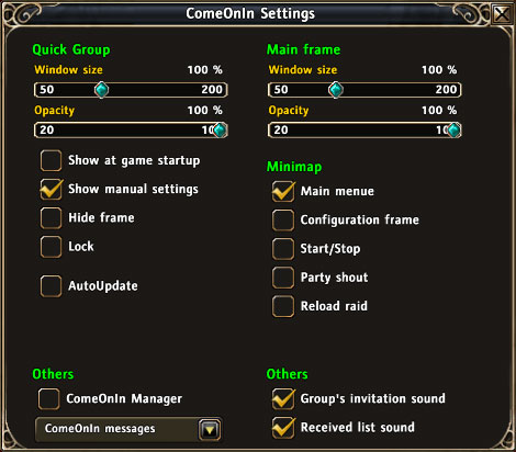 Settings dialog