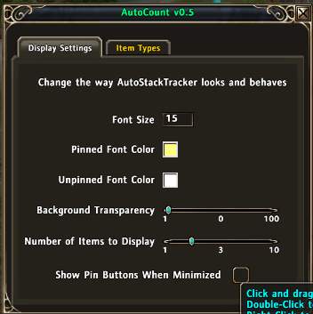 AutoCount display settings