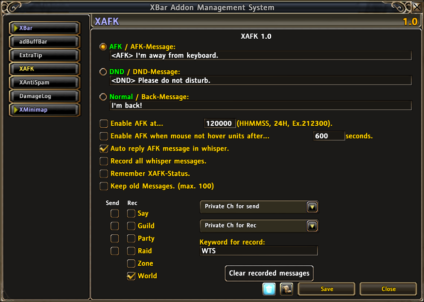 GUI in XBar Addon Managemeant 