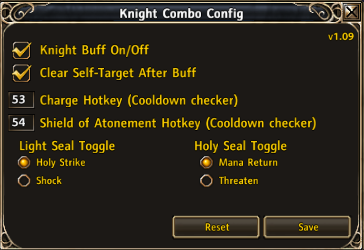 Knight Combo Configuration Menu