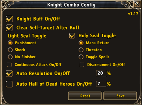 Configuration Screen
Accessed by /kb menu or /script KC_Toggle()