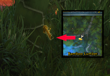 Bamboo Lumber in the zone location, alongside the inset (Minimap) showing the Bamboo Lumber overlay