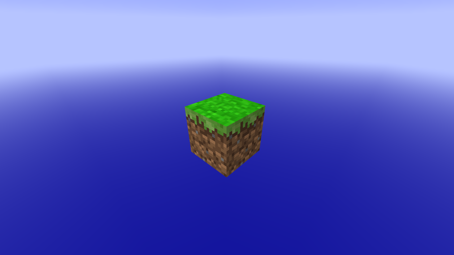 A grass block floating in the void.
