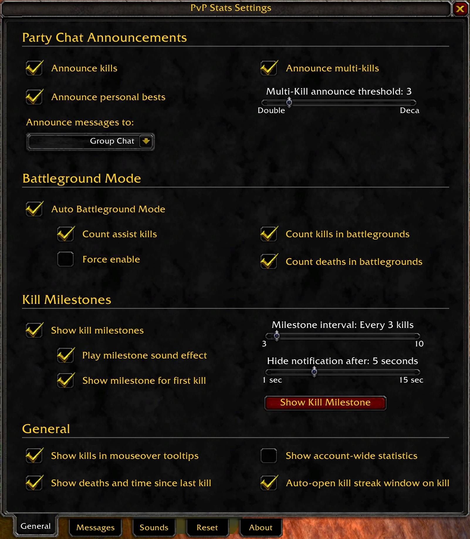 Addon settings