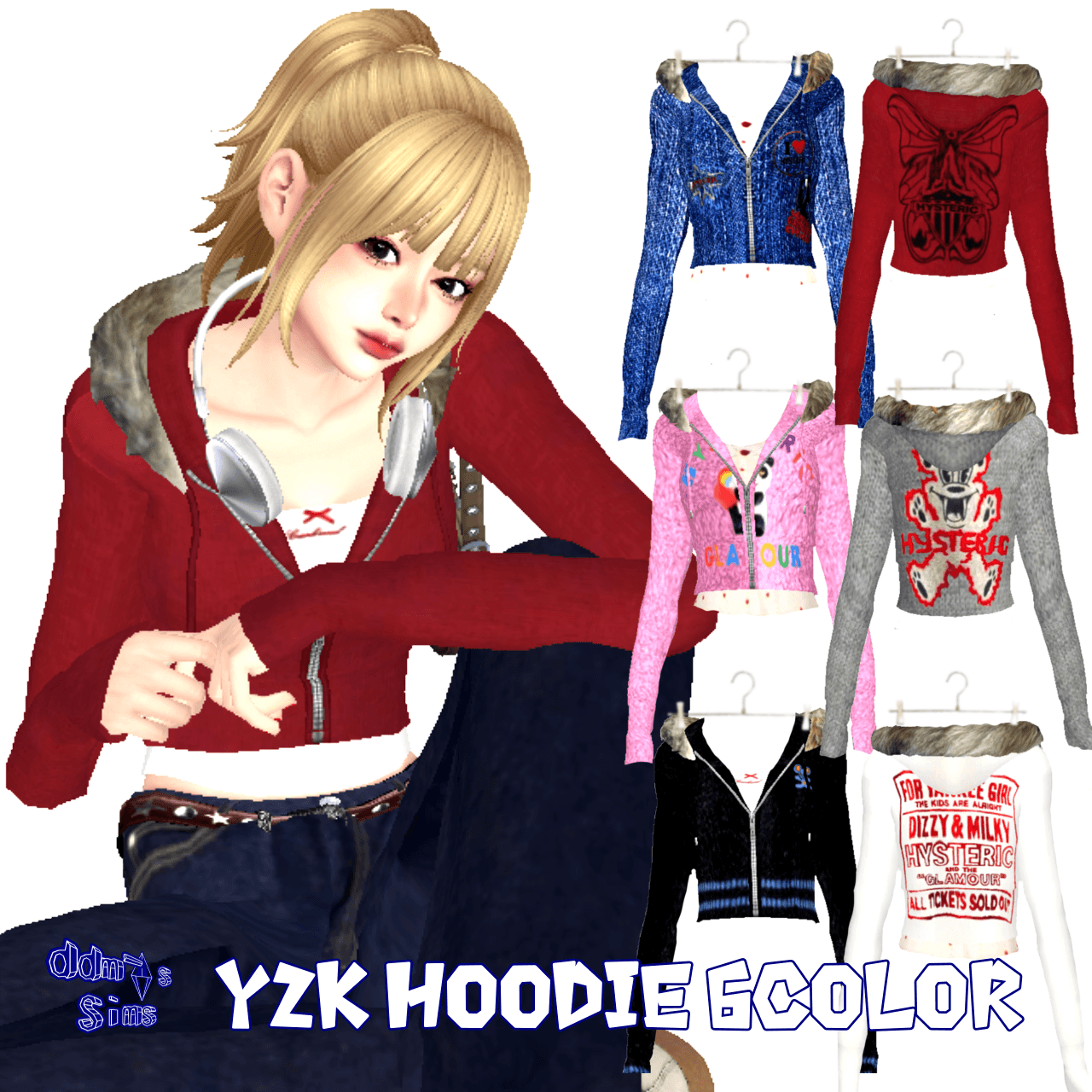 C / Y2K Hoodie 6color - The Sims 4 Create a Sim - CurseForge