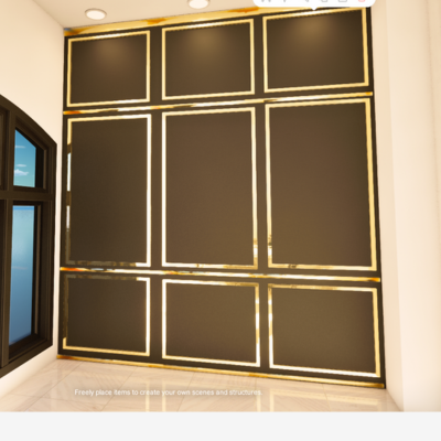 Thumbnail Metallic gold against a matte black wall