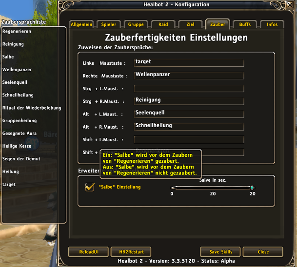 <p>Skill options + Salve options</p>