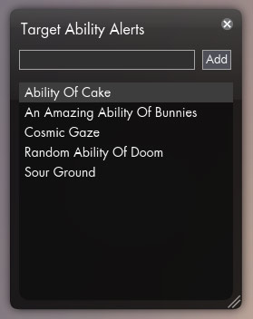 The Target Ability Alert system window.