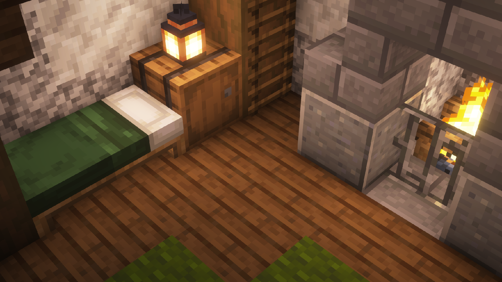 Green bed with shaders