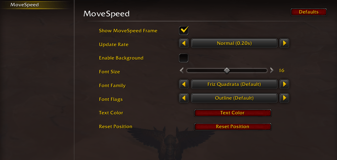 Settings Panel