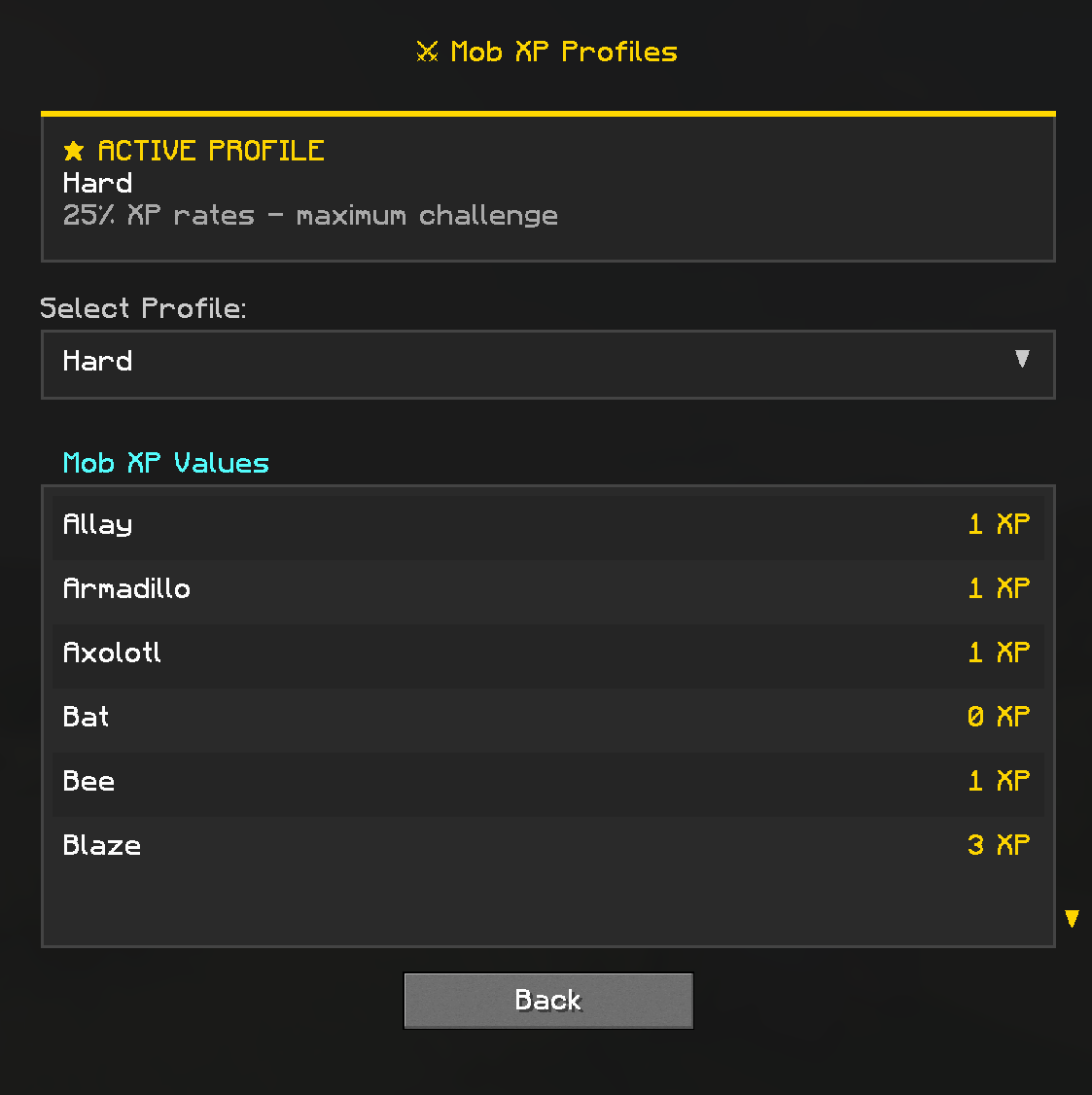 Profile Selection - Mobs