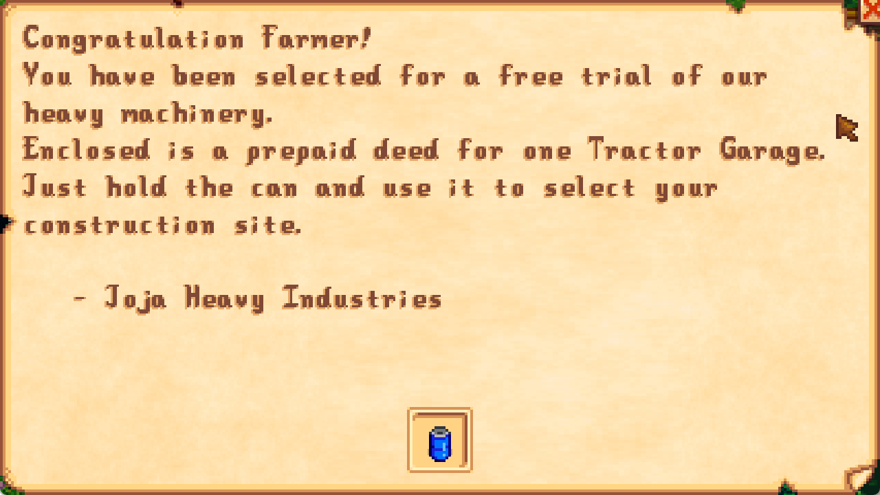 Free Tractor (Right click on your farm with the item)