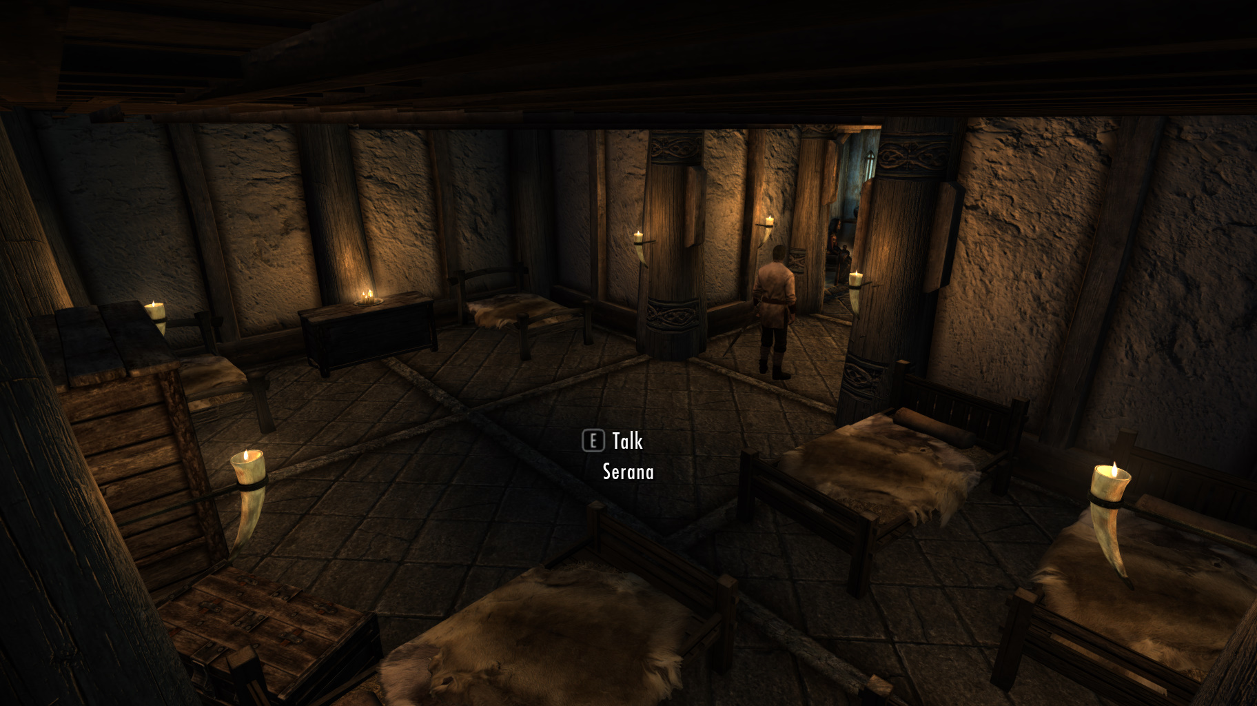 <p>Here, I placed a ton of beds for your followers to stay around which I am trying to script later in the development to allow them to come back the house through specific dialog options. Navmesh is a little messed up so I will try to fix that.</p>