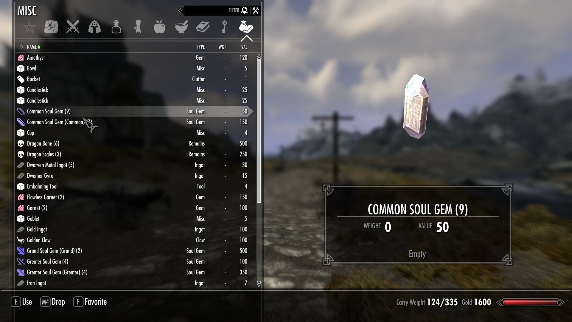 <p>All soul gems are weightless.</p>