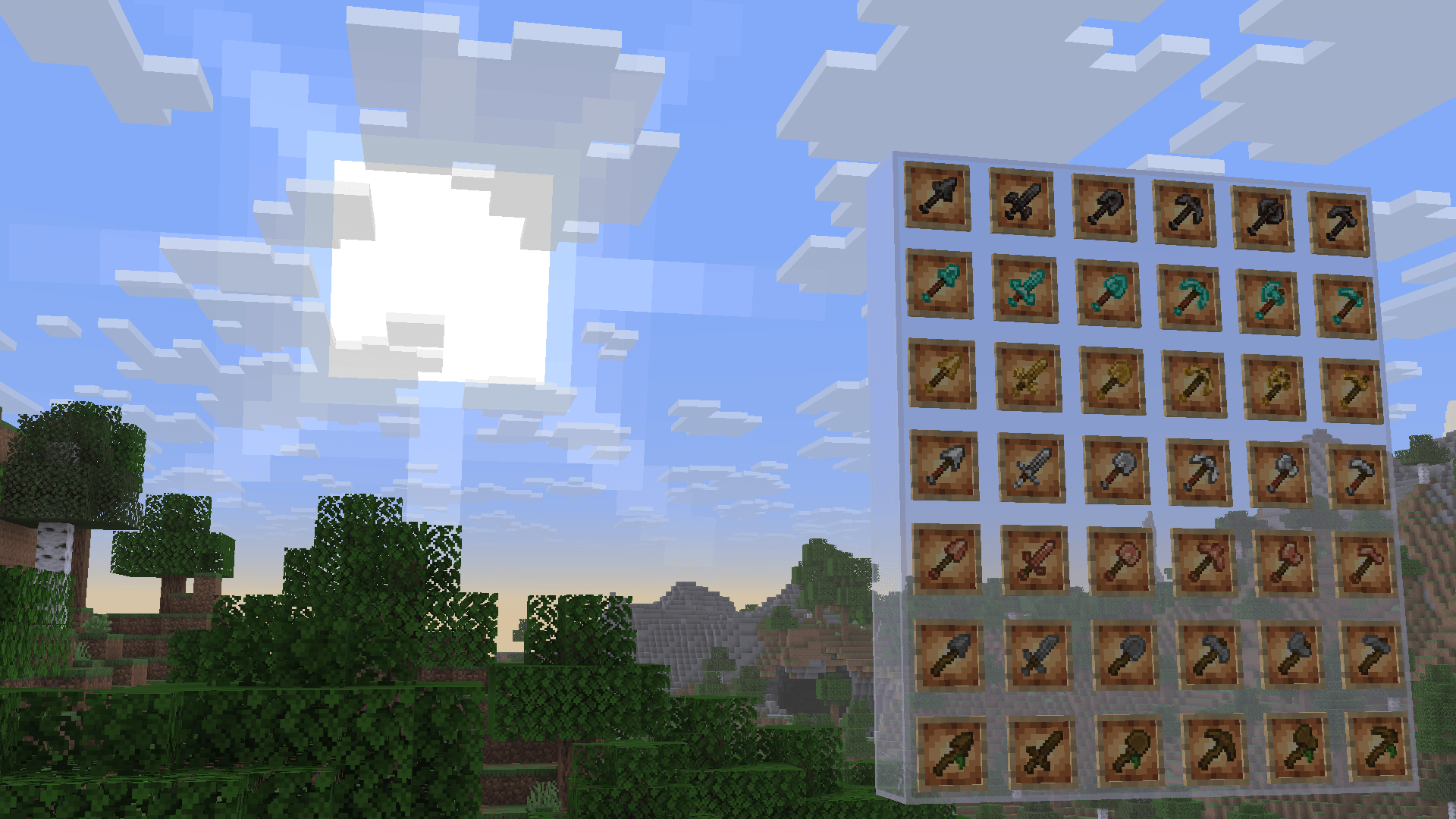 Shows all tools from wood to netherite