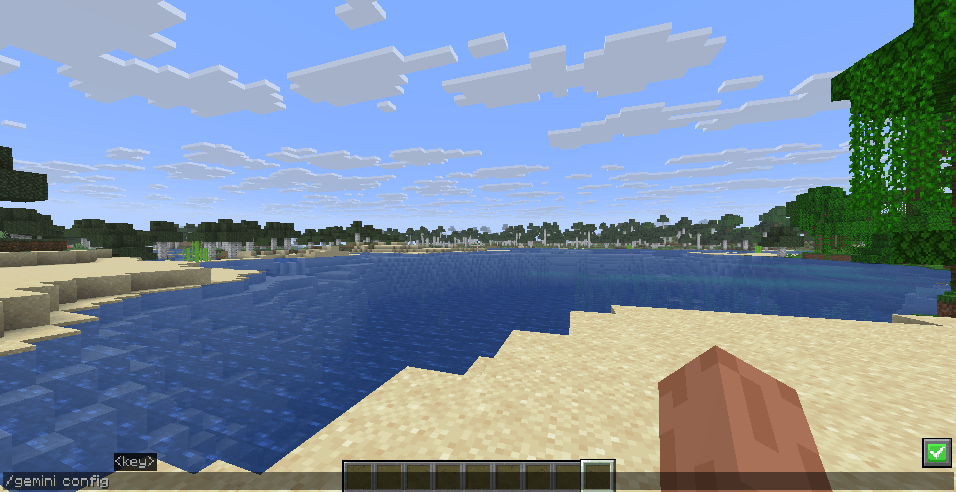 To use the mod, you need a Google Gemini API Key. Go to Google AI Studio and create a new API Key. Launch Minecraft with the mod installed. In the game, run the following command (only needed once): /gemini config <YOUR_API_KEY_HERE>
