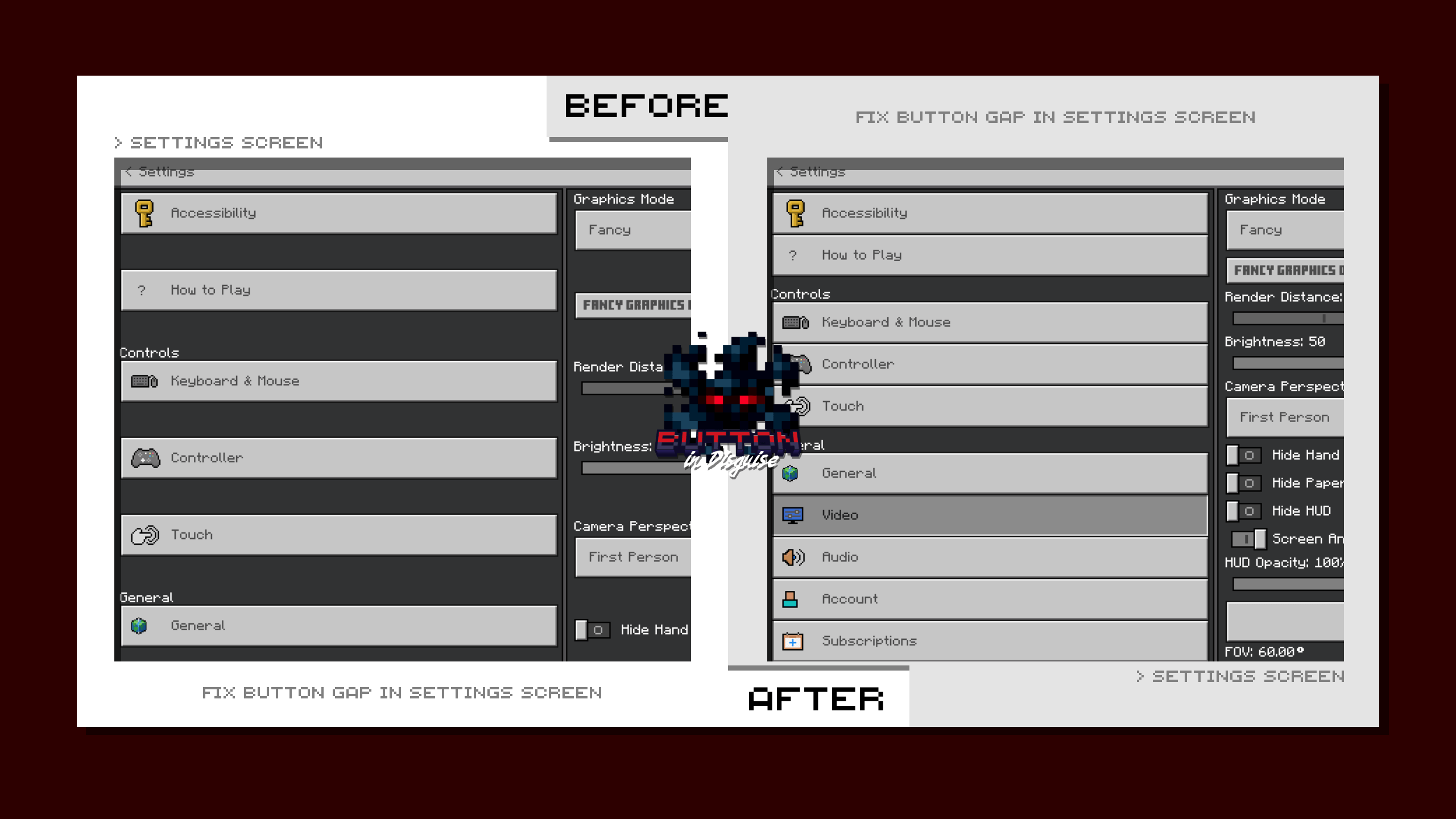 Setting Buttons Gap
