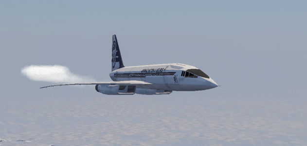 TU-144 inflight with canard retracted and nose up