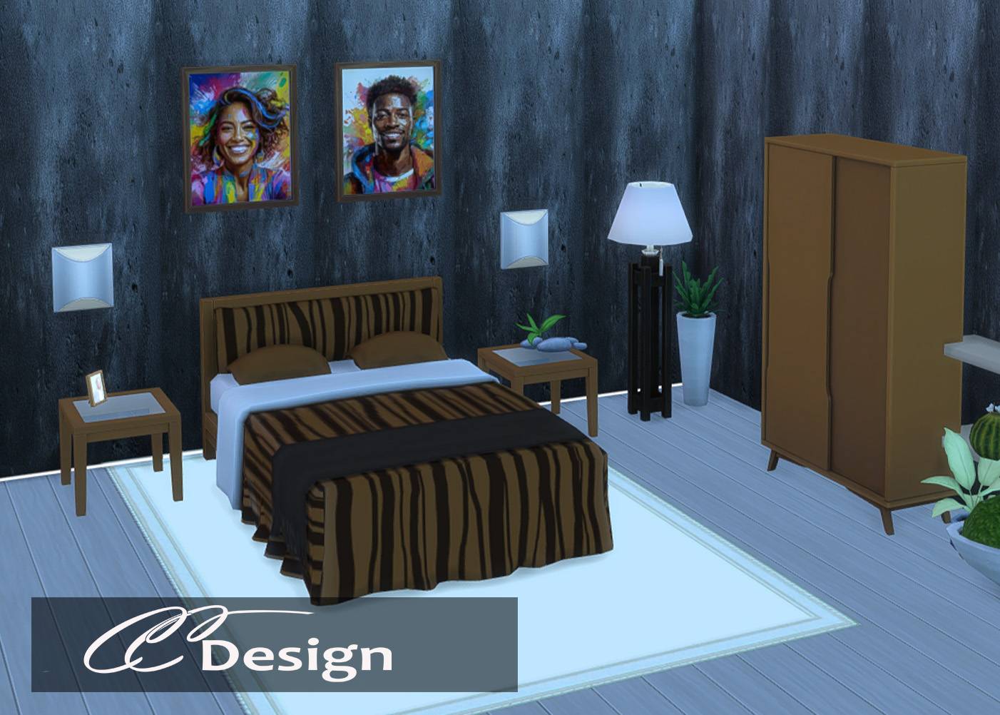 The side table matches the "Thank You" wardrobe and the bed in the base game. - 25 colors - Compatible with the base game