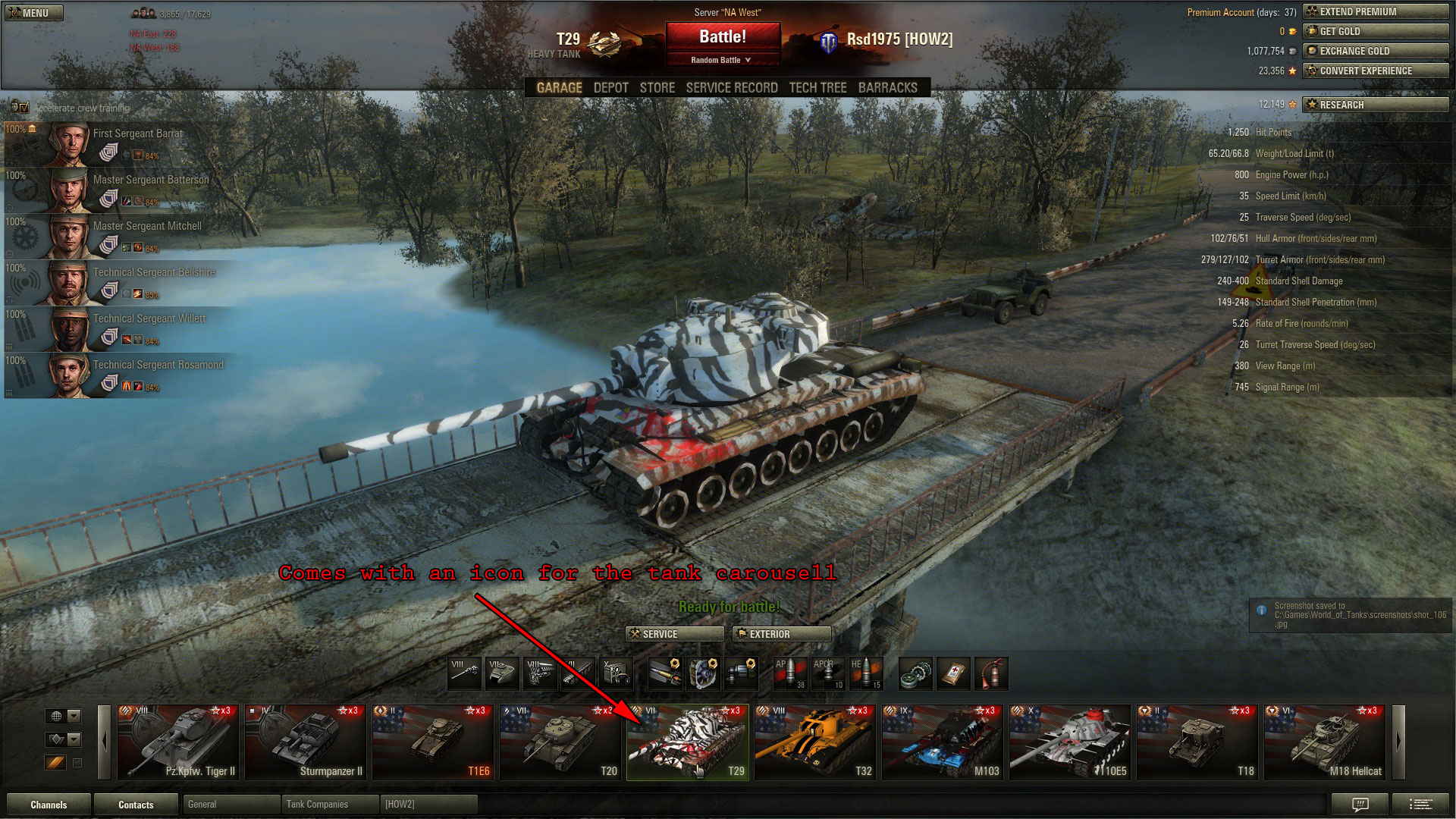 <p>T-29 - White Tiger Stripes Skin ( Rsd1975 ) with icon</p>