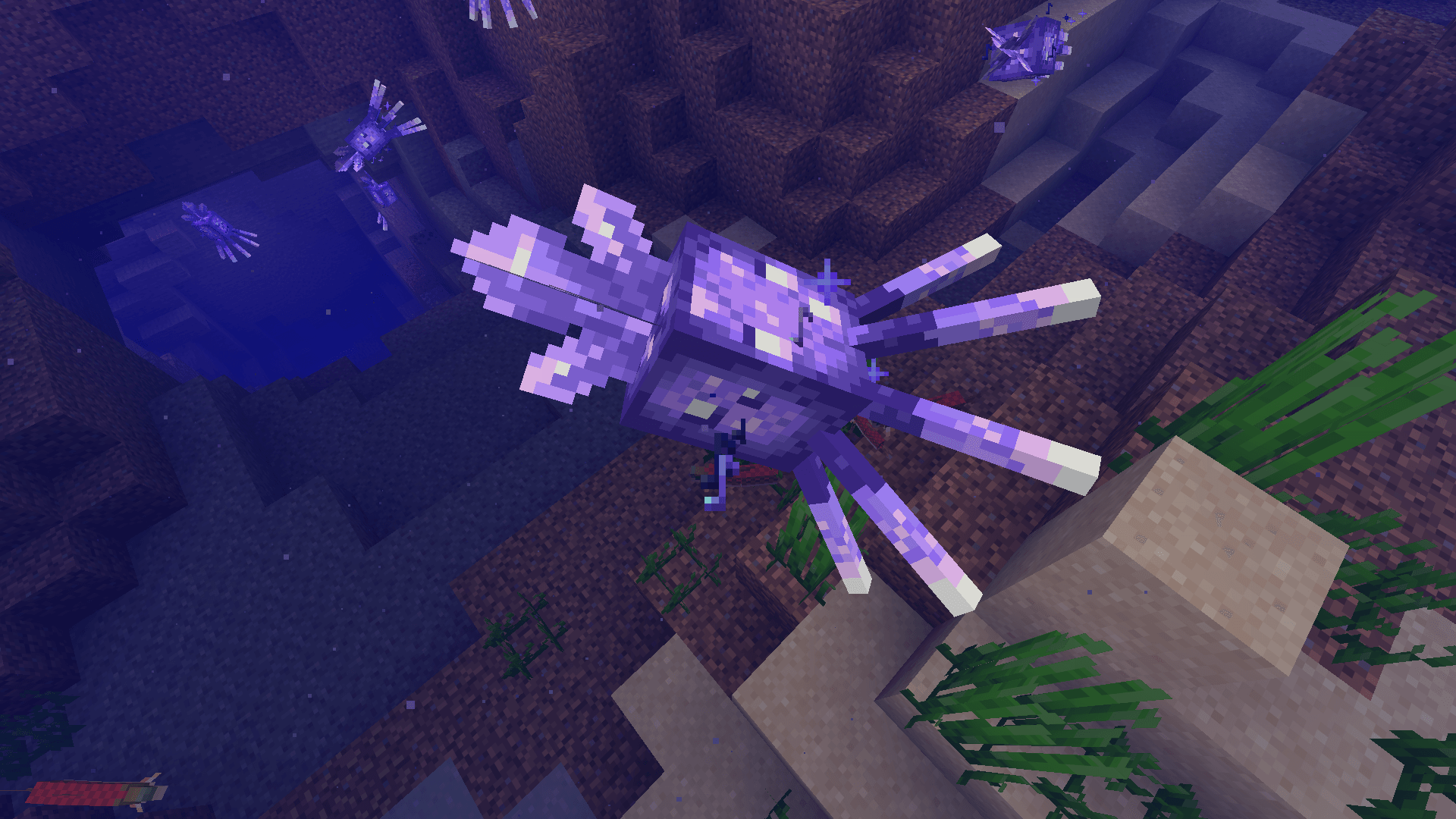 The Glowmethyst Squid model if you have Optifine/Fabulously Optimized installed. (It's really hard to take good screenshot of these guys they move around soooo much)