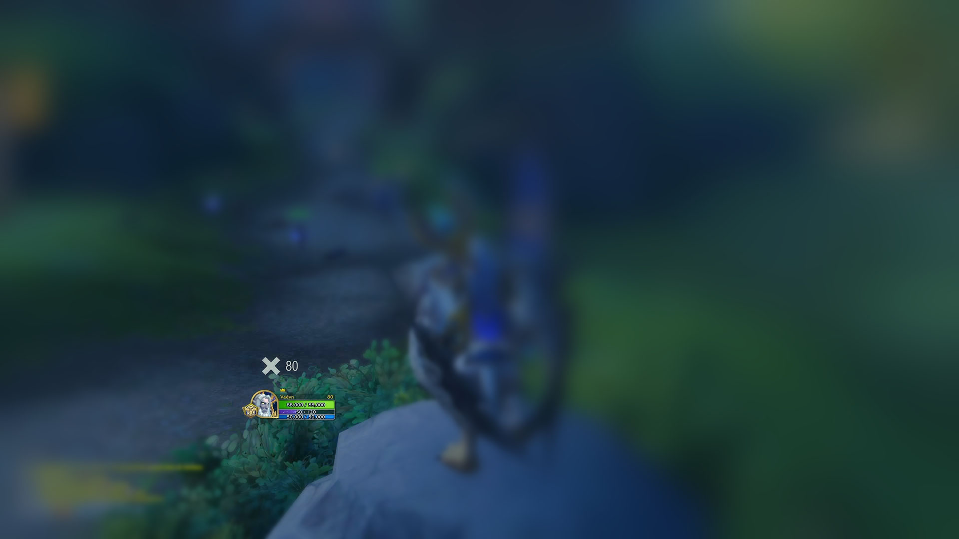 Thumbnail Moveable frame (above unit frame) displays current killing blows, and on mouseover cult xp (top) and kill challenges (bottom). The X is faded 'off' when outside the map X, but briefly lights up yellow after a killing blow.