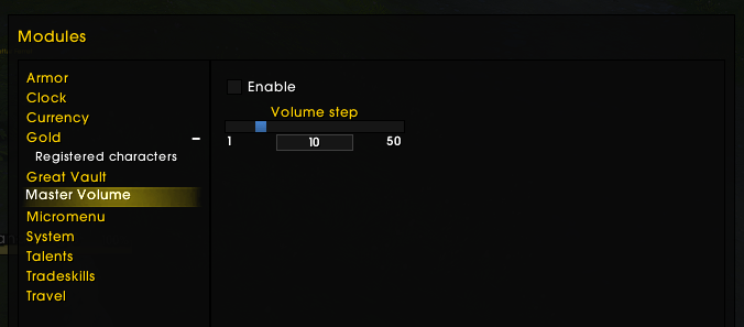 Thumbnail Master volume module with a slider