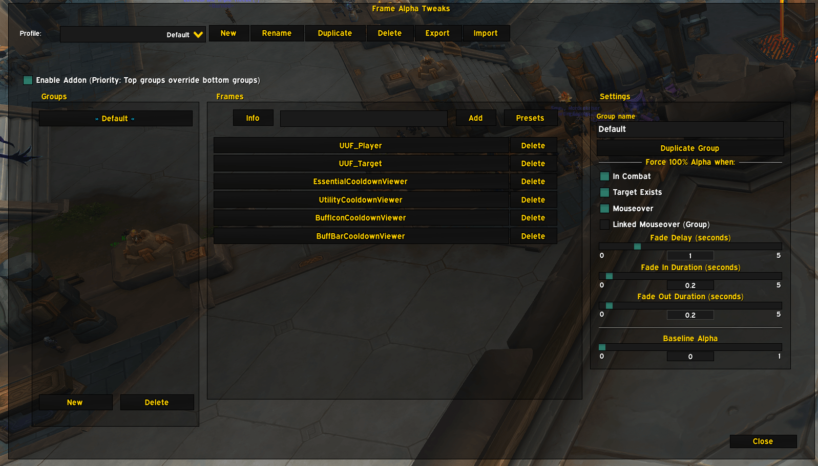 General overview of the config