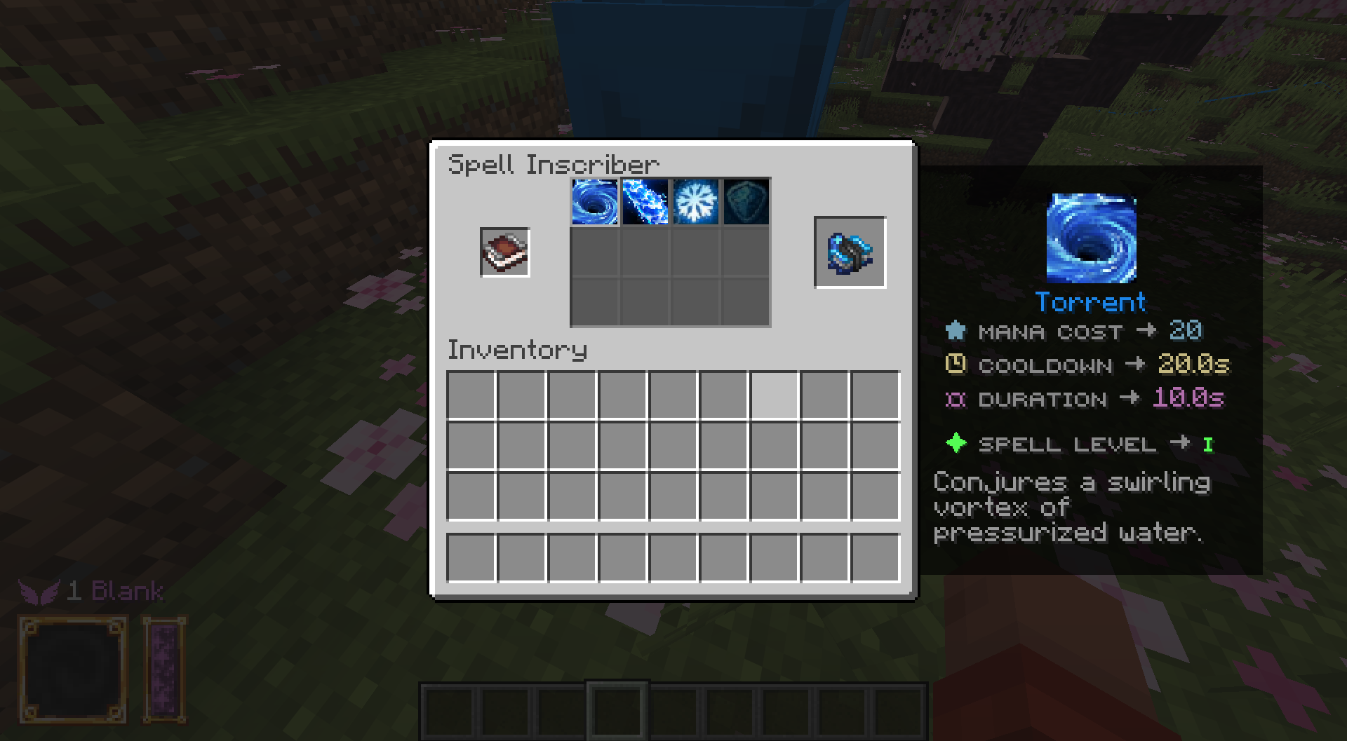 Thumbnail Choose from a list of spells, with some requiring higher levels Using a blank tome to create a locked spell recipe, crafted at the world altar