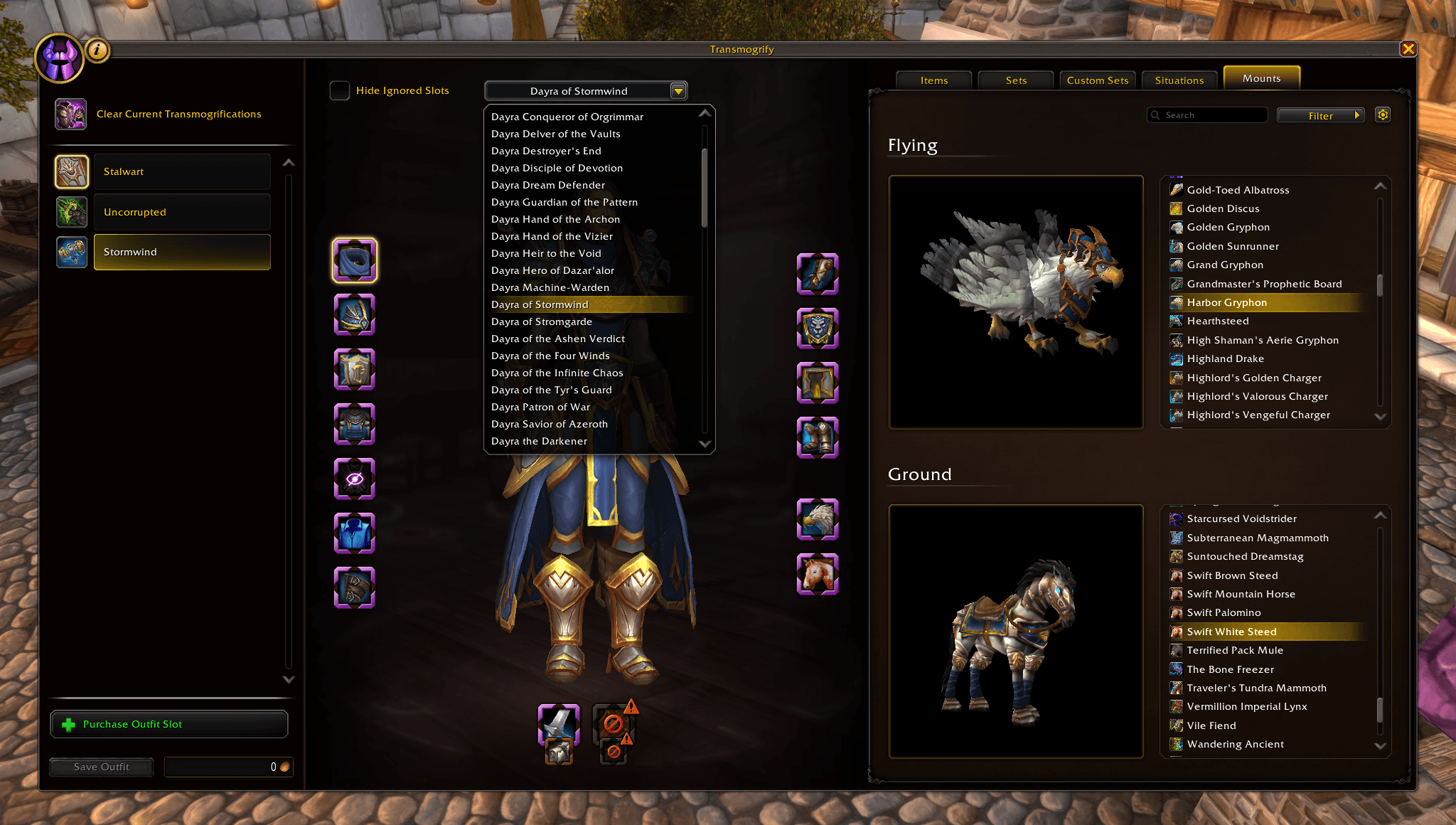 Select which title to use with each outfit.