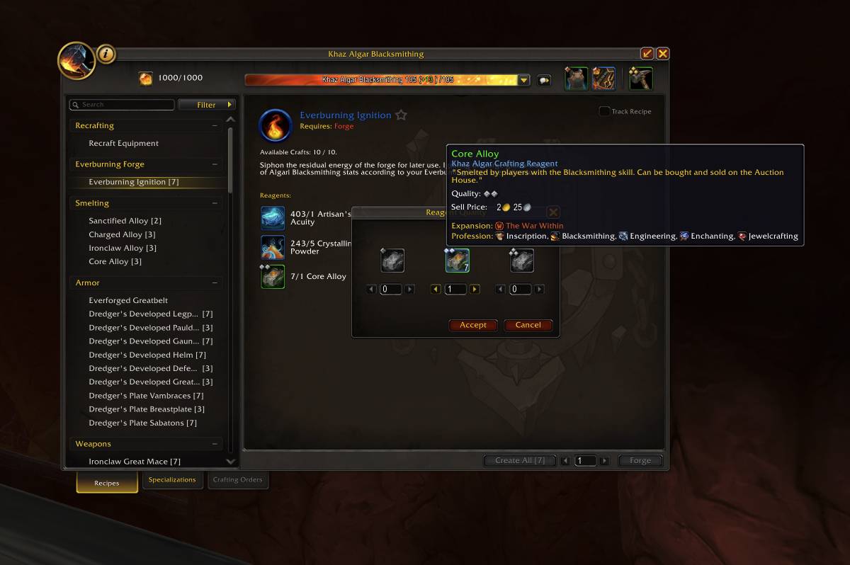 Blacksmithing reagents
